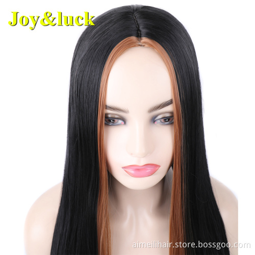 26inch Long Wholesale Price Women Wig Cosplay Or Party Use Natural Silky Straight  Blonde Ombre Pink Sexy Synthetic Ladies Hair